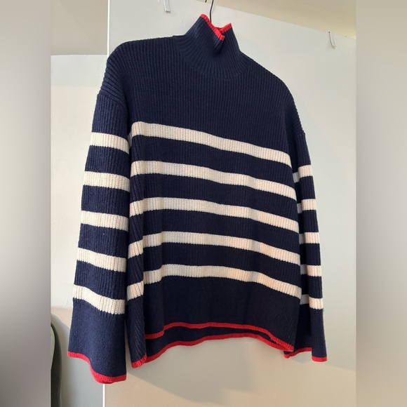 Zara Sweaters - Zara Navy and White Striped Sweater